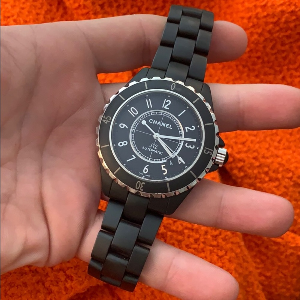 Genuine Chanel j12 black ceramic wrist watch